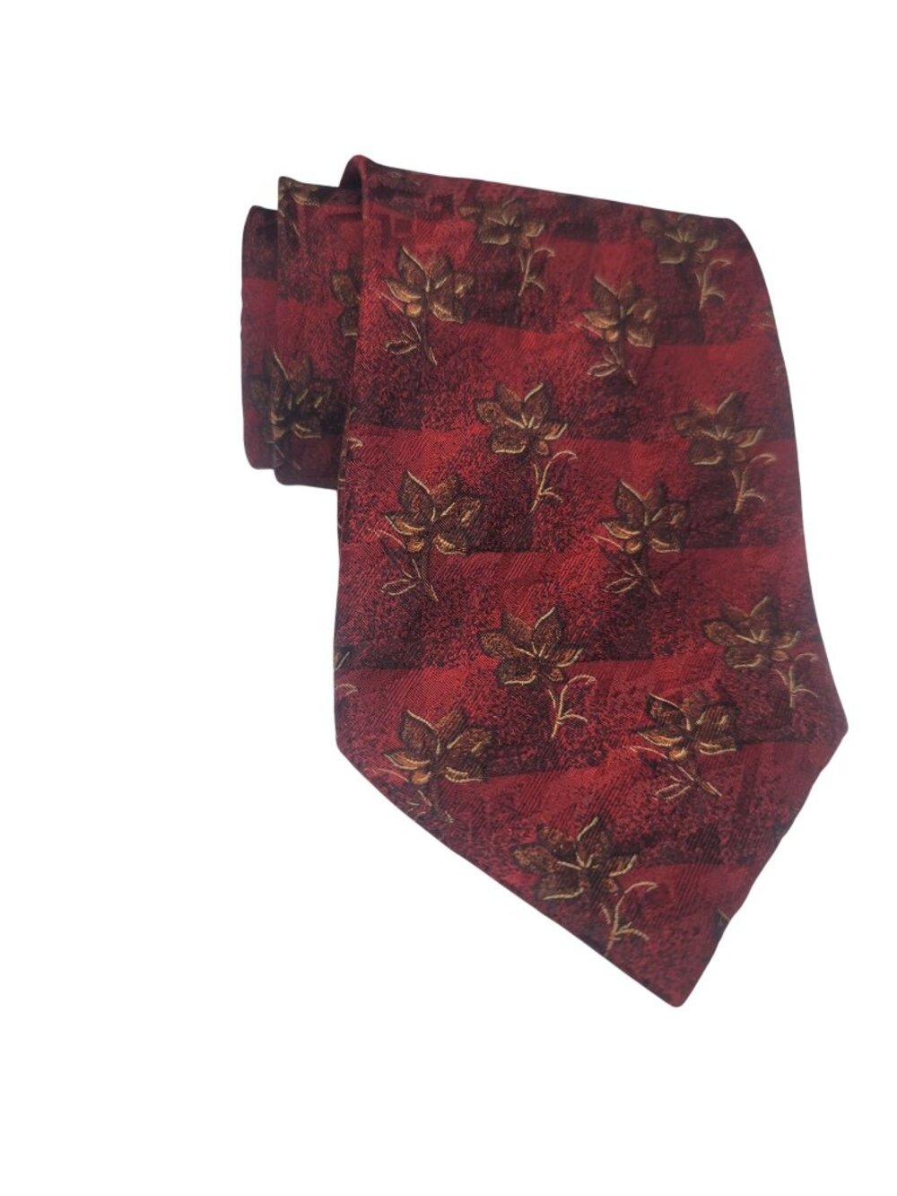 Mondo Uomo Red Floral Silk Tie Hand Made In Italy
